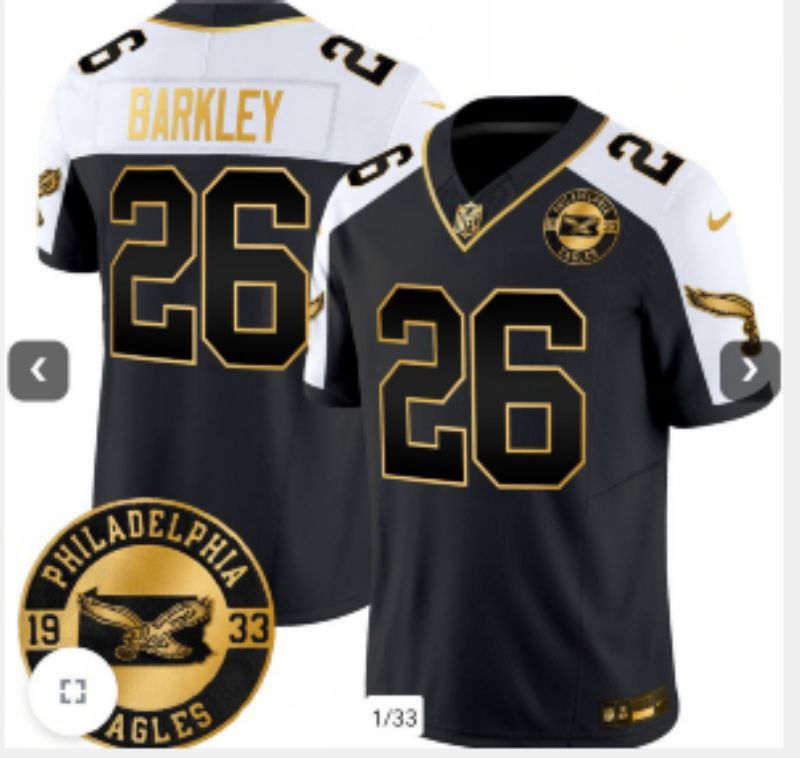 Men Philadelphia Eagles #26 Barkley Black Gold Nike 2025 Limited NFL Jersey style 01->philadelphia eagles->NFL Jersey